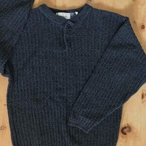 Bill Blass Knitwear Men’s Charcoal Henley Sweater- Size S
